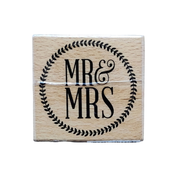 Mr. and Mrs. Wood and Rubber Wedding Stamp - Picture 1 of 6